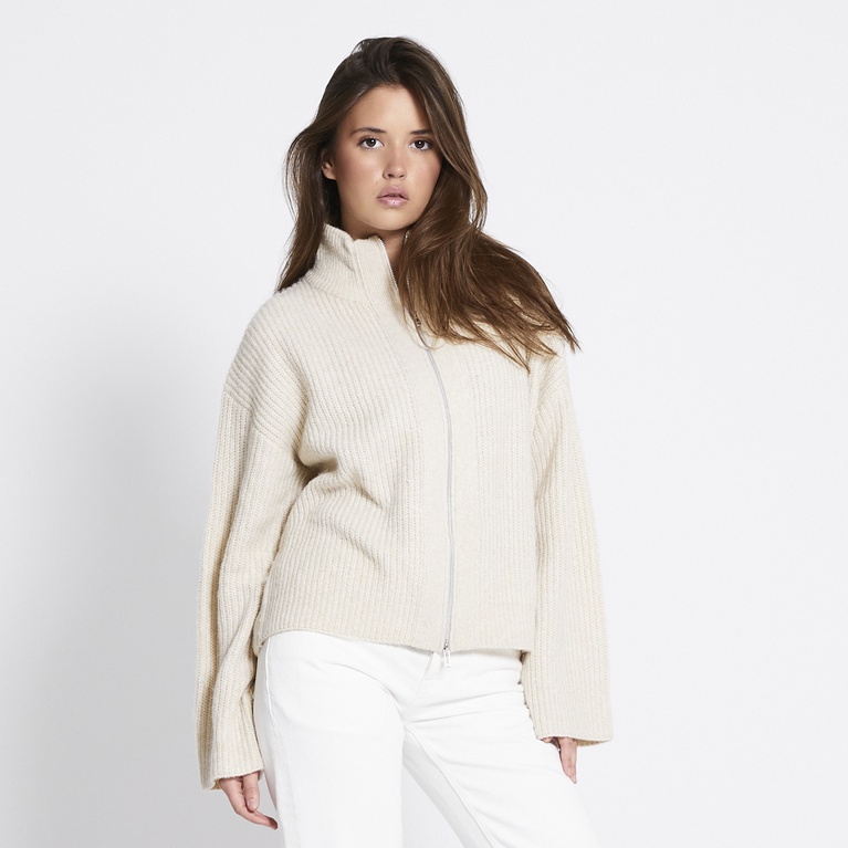 Zip knit cardigan "Zip Cardigan" Ivory